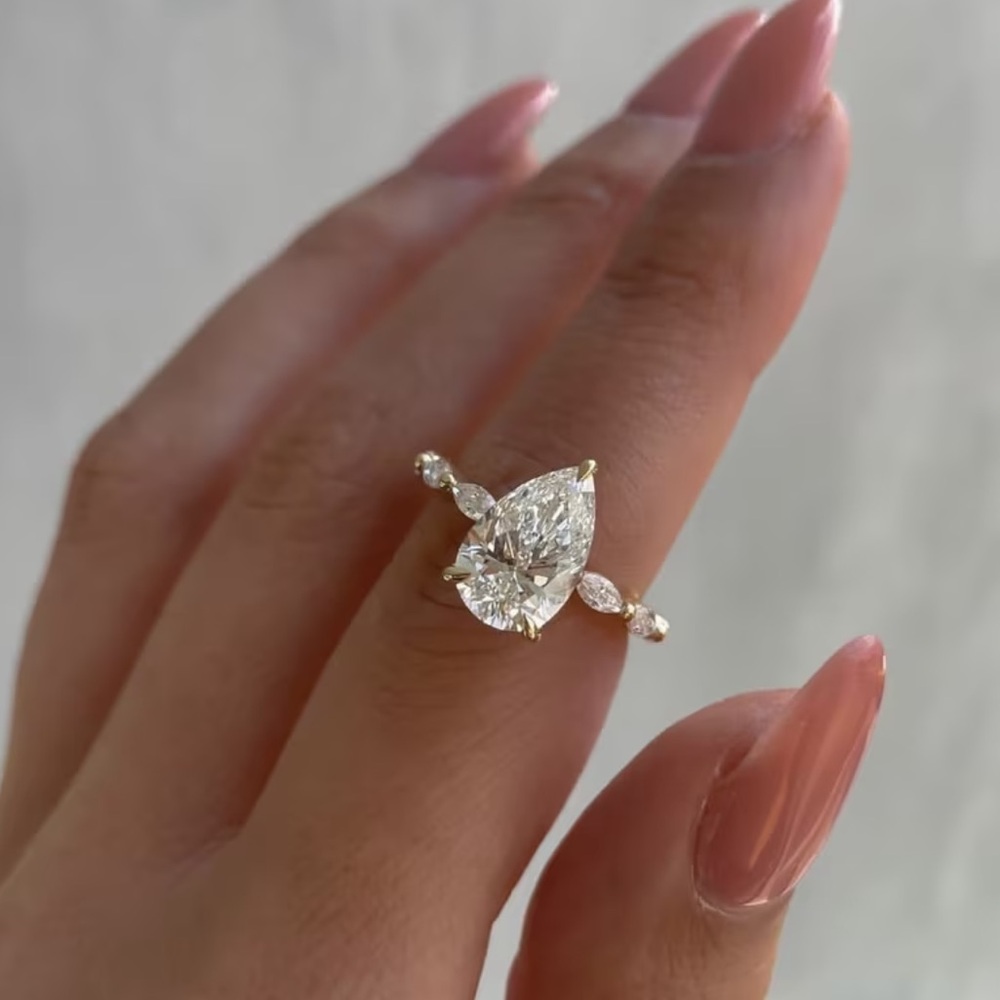 Pear Shaped Sparkling Ring